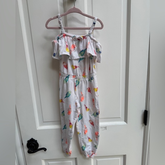 NWOT Wonderkids 3T White Tropical Parrot Camisole Sleeveless Jumpsuit - Picture 1 of 6